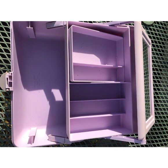 Vtg ULTA Beauty Lavender 90s Jewelry Craft Case Makeup Cosmetic Organizer Mirror - Picture 14 of 16